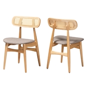 Baxton Studio Tarana Mid-Century Modern Grey Fabric and Natural Oak Finished Wood 2-Piece Dining Chair Set